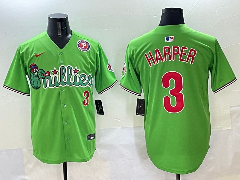 Men Philadelphia Phillies #3 Harper Green Sixth generation Joint Name Nike 2025 MLB Jersey style 2->philadelphia phillies->MLB Jersey